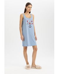 Defacto - Bedrucktes Ärmelloses Nachthemd-Fall - Lyst