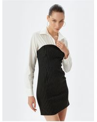 Koton - Schwarzes Kleid 5Wal80009Iw Für Damen - Lyst