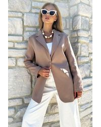 Trend Alaçatı Stili - Nerzfarbene Blazerjacke – Tasche Und Knopfdetail, Gepolsterte Schulter Für Damen - Lyst