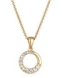 Elli Jewelry - Halskette Kreis Anhänger Rund Geo Goldfarbend Mit Kristallen Für Damen - Lyst