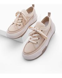 Marjin - Sneakers Mit Hoher Sohle Aus Leinenstoff, Schnürschuhe, Sportschuhe, Hesna, Für Damen - Lyst