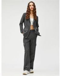 Koton - Blazer-Jacke Mit Langen Taschen, Gestreift Für Damen - Lyst