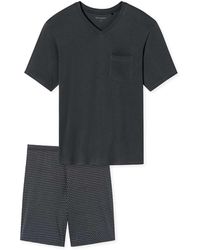 Schiesser - Schlafanzug-set kurz, v-ausschnitt, baumwolle - Lyst