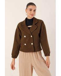 Bigdart - 9117 Zweireihige Crop-Jacke Mit Kragen Für Damen - Lyst