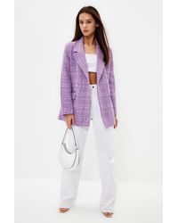 Trendyol - Lilafarbener, Übergroßer, Gewebter Blazer Mit Karomuster Für Damen - Lyst