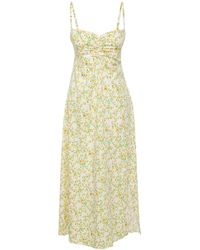 Edit by Trendyol - Gelbes, Florales Midi-Webkleid Für Damen - Lyst