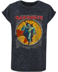Merchcode - Powerslave Mummy Circle Ripped Paper Acid Washed T-Shirt Für Damen - Lyst