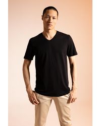 Defacto - Slim fit v-ausschnitt basic kurzarm-t-shirt aus 100 % baumwolle m7668az23sp - Lyst