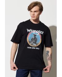 Wrangler - Regular Fit Normaler Schnitt 100 Baumwolle Rundhals Schwarzes T-Shirt Für Herren - Lyst