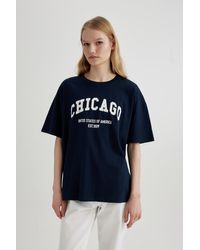 Defacto - Bedrucktes oversize-t-shirt mit rundhalsausschnitt c3676ax24sp - Lyst