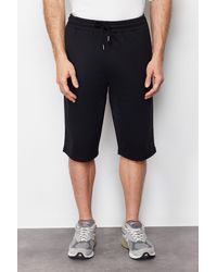 Trendyol - Schwarze Lange Shorts Mit Elastischem Bund Und Kordelzug Regular Fit Für Herren - Lyst