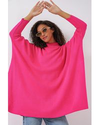 Bigdart - 15783 Poncho-Pullover Mit Schlitz – Fuchsia Für Damen - Lyst