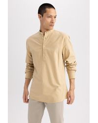 Defacto - Baumwollhemd mit stehkragen und langen ärmeln in slim fit m9434az23sm - Lyst
