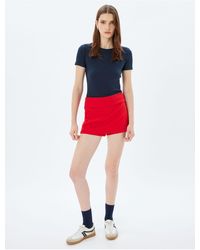 Koton - Kurzärmliges Basic-T-Shirt Aus Baumwolle Mit Rundhalsausschnitt Und Schmaler Passform Für Damen - Lyst