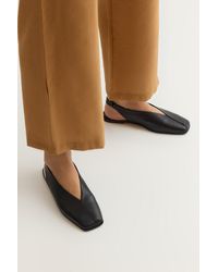 Trendyol - Schwarze Ballerinas Aus Echtem Leder Mit Offenem Rücken Und Quadratischer Zehenpartie Für Damen - Lyst