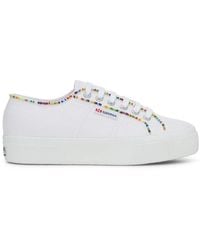 Superga - Modell 2740 Weiße Sneakers Mit Mehrfarbigem Perlenmuster Für Damen - Lyst
