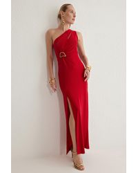 Trendyol - Rotes, Figurbetontes Accessoire, Detailliertes, Gestricktes, Langes, Stilvolles Abendkleid, Nachtabendkleid Für Damen - Lyst