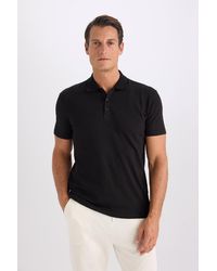 Defacto - Slim Fit, Schmal Geschnittenes, Kurzärmliges Basic-Polo-T-Shirt Aus Baumwoll-Modal-Mischgewebe M6609Az25Sp Für Herren - Lyst