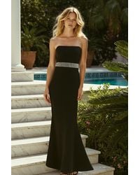 Trendyol - Schwarzes, Gewebtes, Langes, Elegantes Abendkleid Mit Fischschlitz-Accessoire Und Detailliertem Abschlussballkleid Für Damen - Lyst