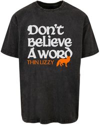 Merchcode - Thin lizzy don't believe a word fox acid washed oversize tee - Lyst