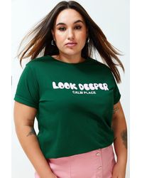 Trendyol - Dunkeles boyfriend-strick-t-shirt mit slogan-print - Lyst