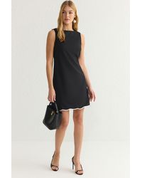 Trendyol - Schwarzer, Gerader A-Linien-Rock, Weißes, Gewebtes Minikleid Mit Streifendetail Für Damen - Lyst