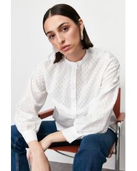 Trendyol - Farbenes hemd aus gewebter baumwolle mit brode-spitze-details - Lyst