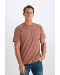 Defacto - 100 Baumwolle Neues Basic-T-Shirt Mit Rundhalsausschnitt Und Normaler Passform, Einfarbig, Kurzärmelig V7699Az25Sp Für Herren - Lyst