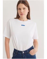 Mavi - Weißes T-Shirt Mit Mini-Meow-Aufdruck, Reguläre Passform -620 Für Damen - Lyst