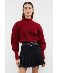 Trendyol - Weich Strukturierter Weinroter Strickpullover – Ärmeldetail, Für Damen - Lyst