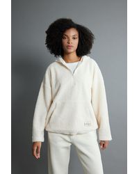 Defacto - Plüsch-sweatshirt mit kapuze und kängurutasche in übergröße, halber reißverschluss, y5394az23wn - Lyst