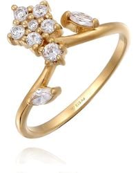 Elli Jewelry - Ring zirkonia blume glamour 925 silber vergoldet - Lyst