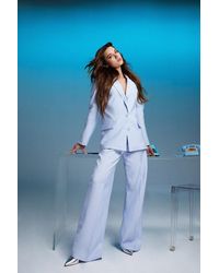 Defacto - Afra X Broccoli Anthrazit Stoffhose Mit Weitem Bein Und Taschen Mit Hoher Taille Für Damen - Lyst