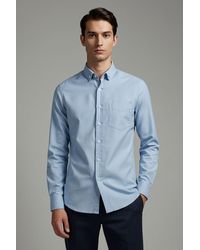 Trendyol - Blaues Oxford-Hemd Mit Normaler Passform Und Leicht Zu Bügeln Für Herren - Lyst