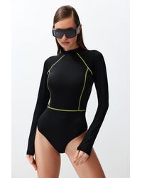 Trendyol - Er, langärmliger, normaler surf-badeanzug mit reißverschluss - Lyst