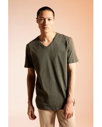 Defacto - Slim-fit-basic-t-shirt mit v-ausschnitt aus 100 % baumwolle - Lyst