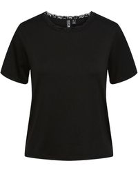 Pieces - Pcmalene ss lace tee bc - Lyst
