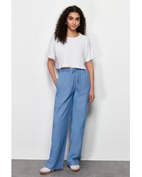 Trendyol - E chambre-jeans mit weitem bein und hoher taille und elastischem bund - Lyst