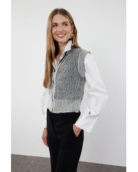 Trendyol - Weich Strukturierte-Weste Mit Stehkragen Und Reißverschluss – Für Damen - Lyst