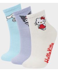 Defacto - Mädchen Hello Kitty 3-Teilige Baumwolle Lange Socken F6702A8Ns Für Damen - Lyst