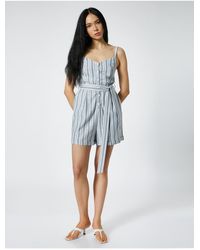 Koton - Overall Aus Leinenmischung Mit Shorts, Riemen Und Gürtel Für Damen - Lyst