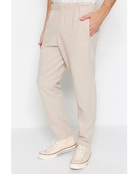 Trendyol - Stone Regular Fit Gabardine-Hose Mit Elastischem Bund Für Herren - Lyst