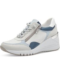 Marco Tozzi - Low sneaker keil low top 2-23724-42 181 white/lt. blaue textil/synthetik mit mt rem socke - Lyst