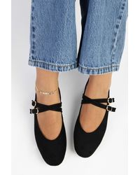 Shoeberry - Ballerinas Fiesty Aus Schwarzem Wildleder Mit Doppeltem Riemen Für Damen - Lyst