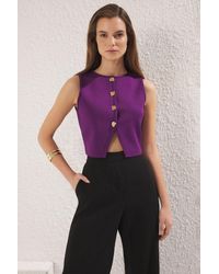 Trendyol - Slim-Crop-Weste Mit Rundhalsausschnitt Für Damen - Lyst