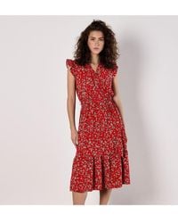 Apricot - Geblümtes Bardot-Maxikleid Für Damen - Lyst