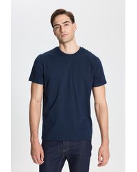 AC&Co / Altınyıldız Classics - Pamuklu Slim Fit Dar Kesim Bisiklet Yaka Lacivert Tişört Für Herren - Lyst