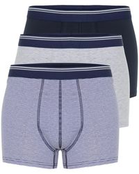 Trendyol - 3-teilige boxershorts aus gestreifter und unifarbener baumwolle in marineblau - Lyst