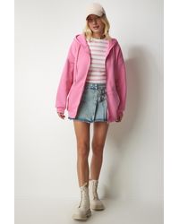 Happiness İstanbul - Oversize-Sweatshirt Mit Kapuze Und Reißverschluss Für Damen - Lyst