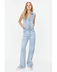 Trendyol - Helle, nachhaltigere jeans mit weitem bein und hoher taille - Lyst
